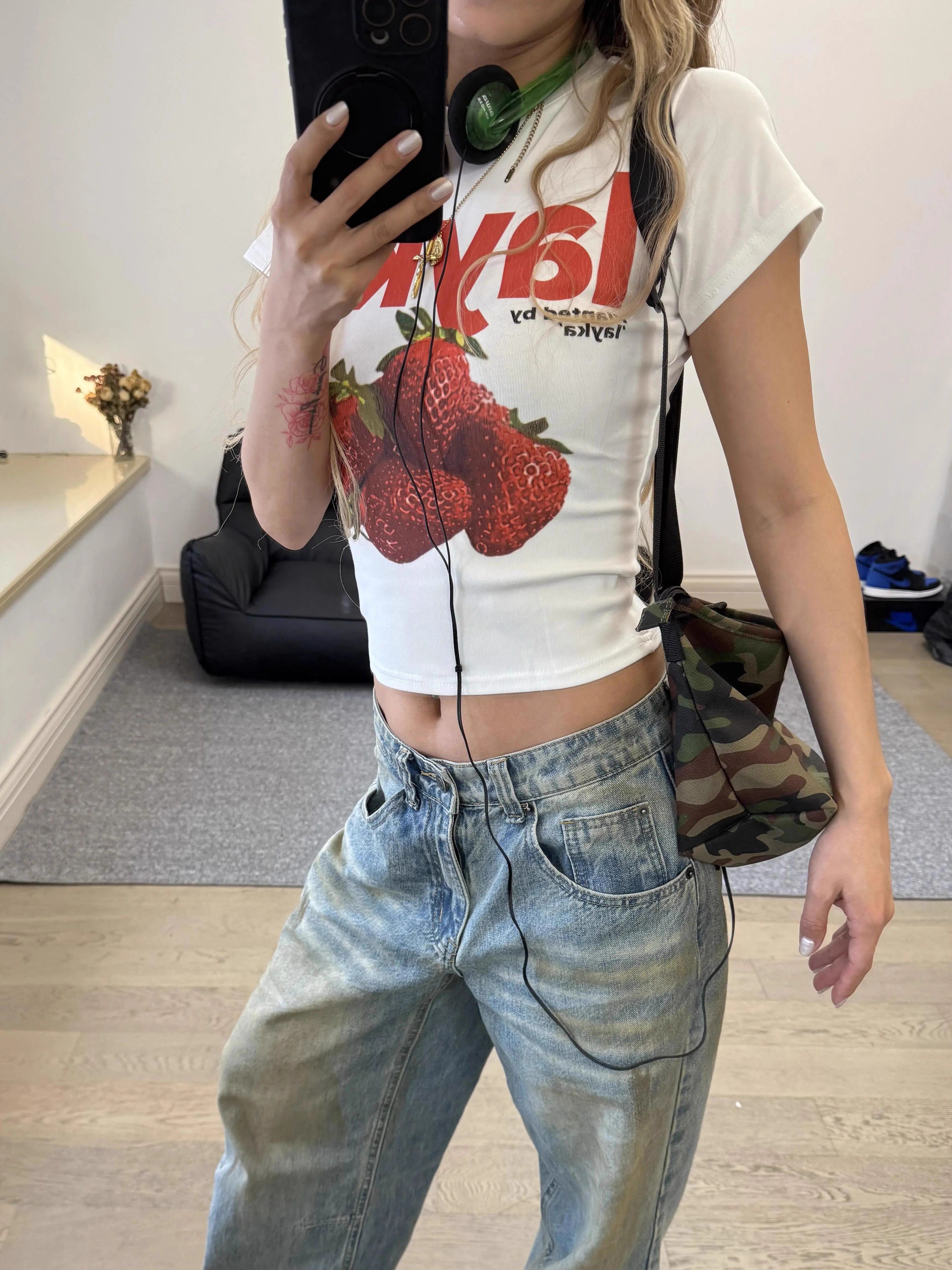 1*1纯棉 高弹力新款夏季短袖短款搭配高腰裤修身显瘦洋气上衣