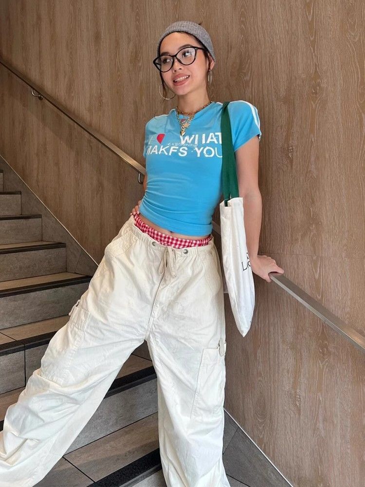 1*1纯棉 高弹力新款夏季短袖短款搭配高腰裤修身显瘦洋气上衣