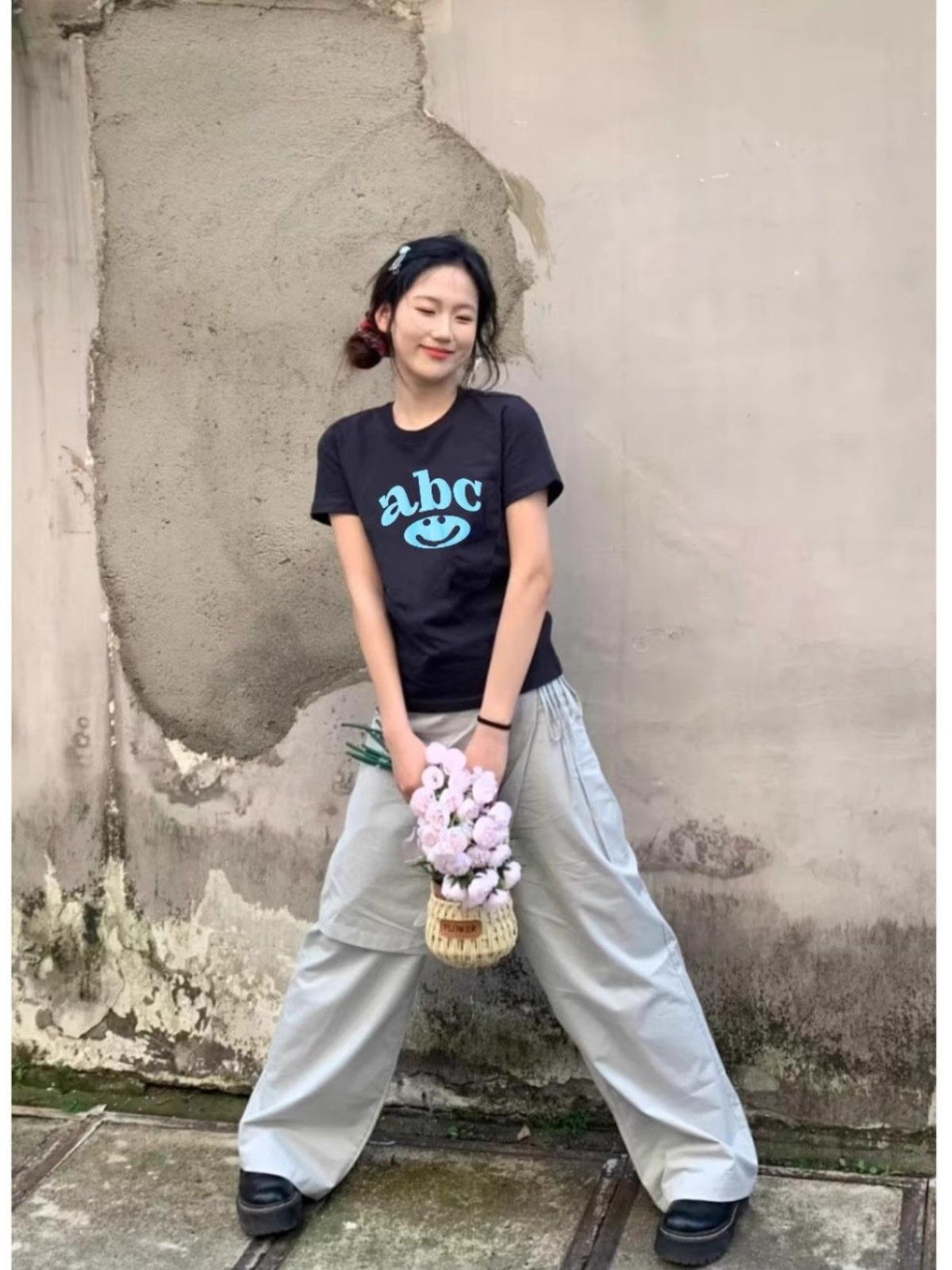 【1*1纯棉 常规款】印花正肩常规短袖 高弹力新款夏季修身显