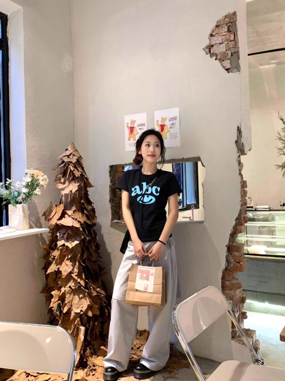 【1*1纯棉 常规款】印花正肩常规短袖 高弹力新款夏季修身显