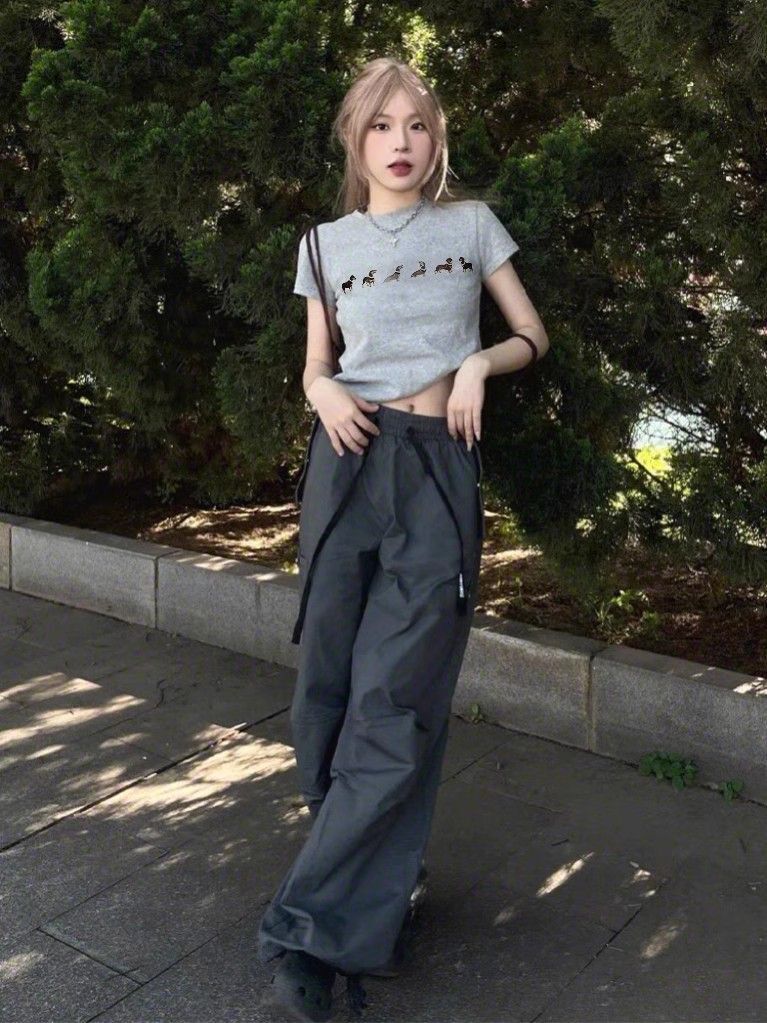 【1*1纯棉 常规款】印花正肩常规短袖 高弹力新款夏季修身显