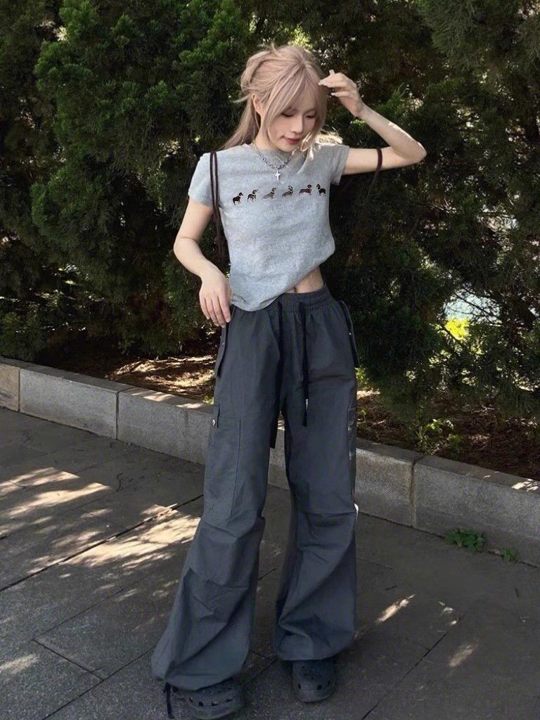 【1*1纯棉 常规款】印花正肩常规短袖 高弹力新款夏季修身显