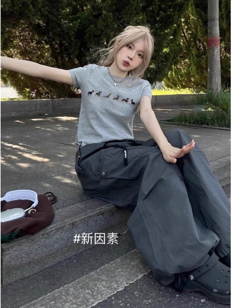 【1*1纯棉 常规款】印花正肩常规短袖 高弹力新款夏季修身显