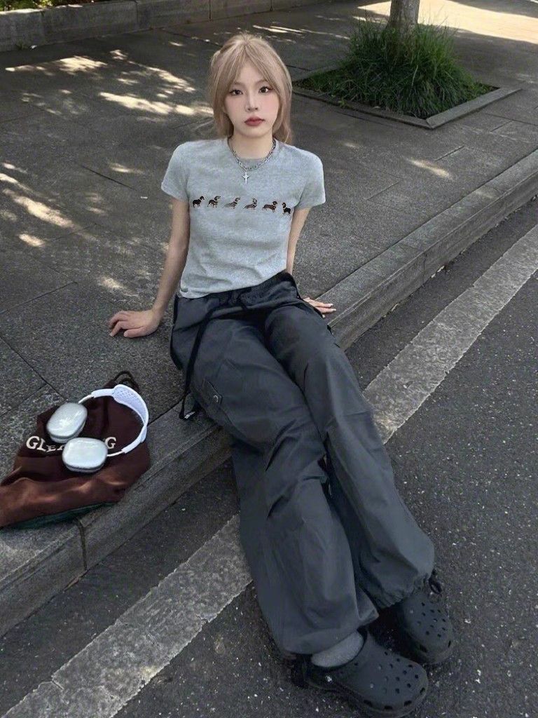 【1*1纯棉 常规款】印花正肩常规短袖 高弹力新款夏季修身显