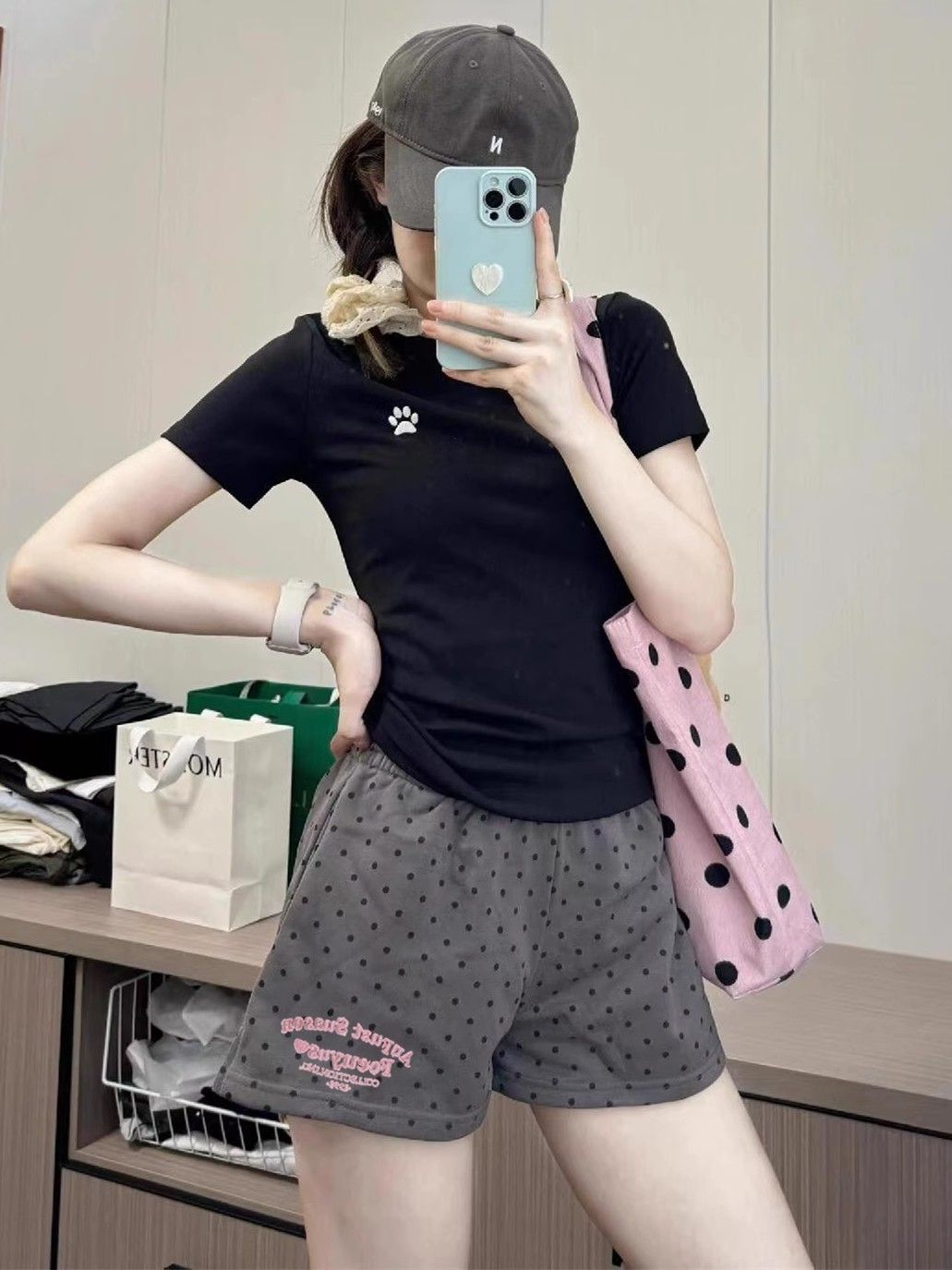 【1*1纯棉 常规款】印花正肩常规短袖 高弹力新款夏季修身显