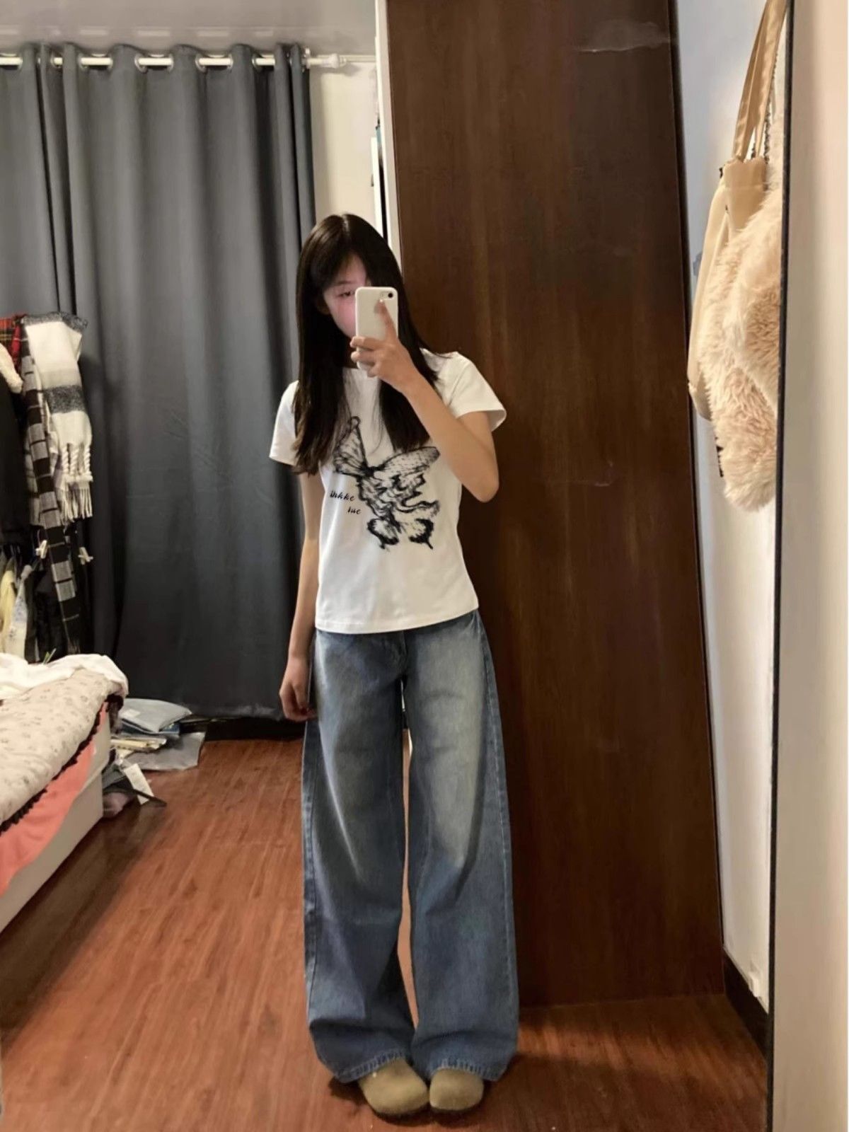 【1*1纯棉 常规款】印花正肩常规短袖 高弹力新款夏季修身显