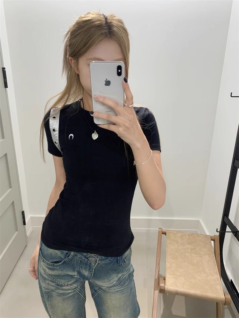 【1*1纯棉 常规款】印花正肩常规短袖 高弹力新款夏季修身显