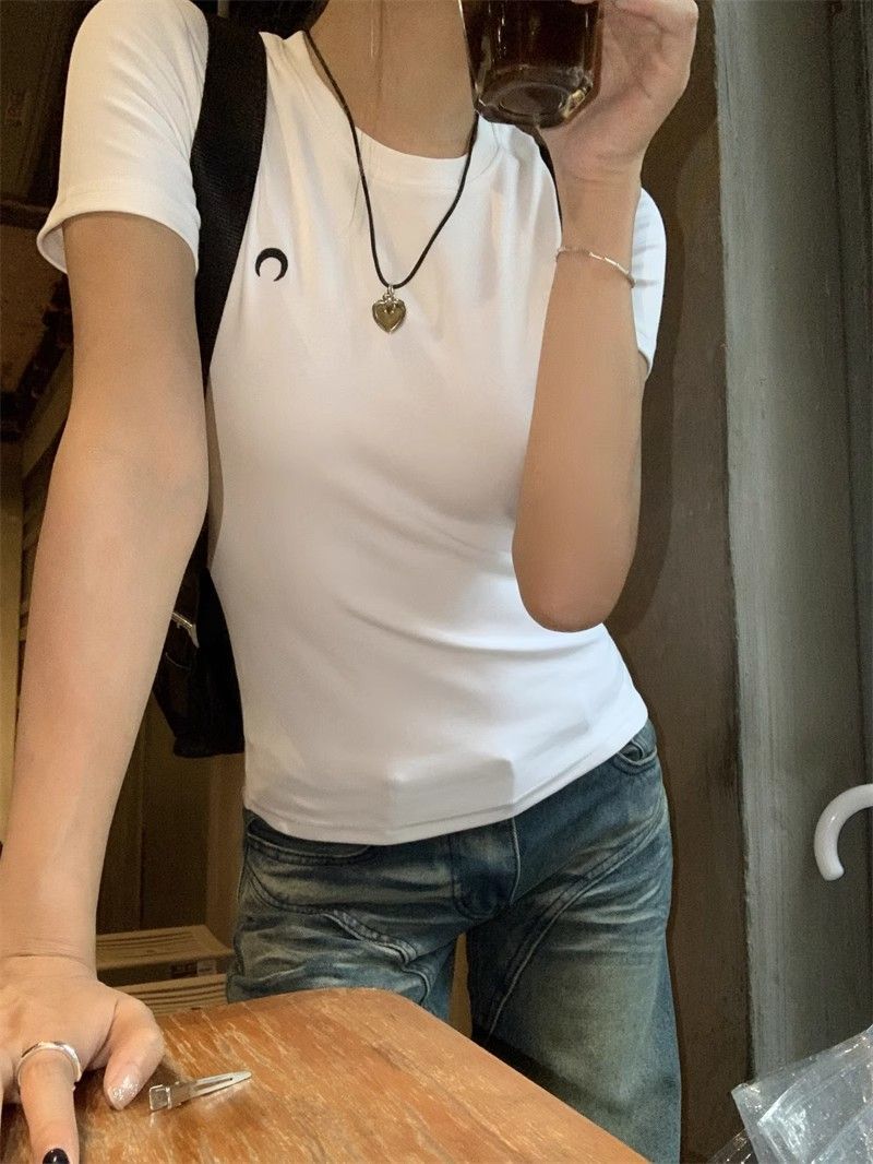 【1*1纯棉 常规款】印花正肩常规短袖 高弹力新款夏季修身显