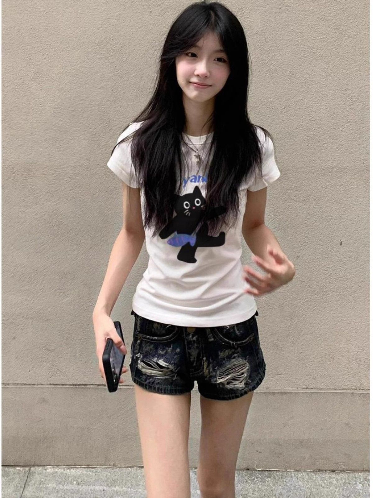 【1*1纯棉 常规款】印花正肩常规短袖 高弹力新款夏季修身显