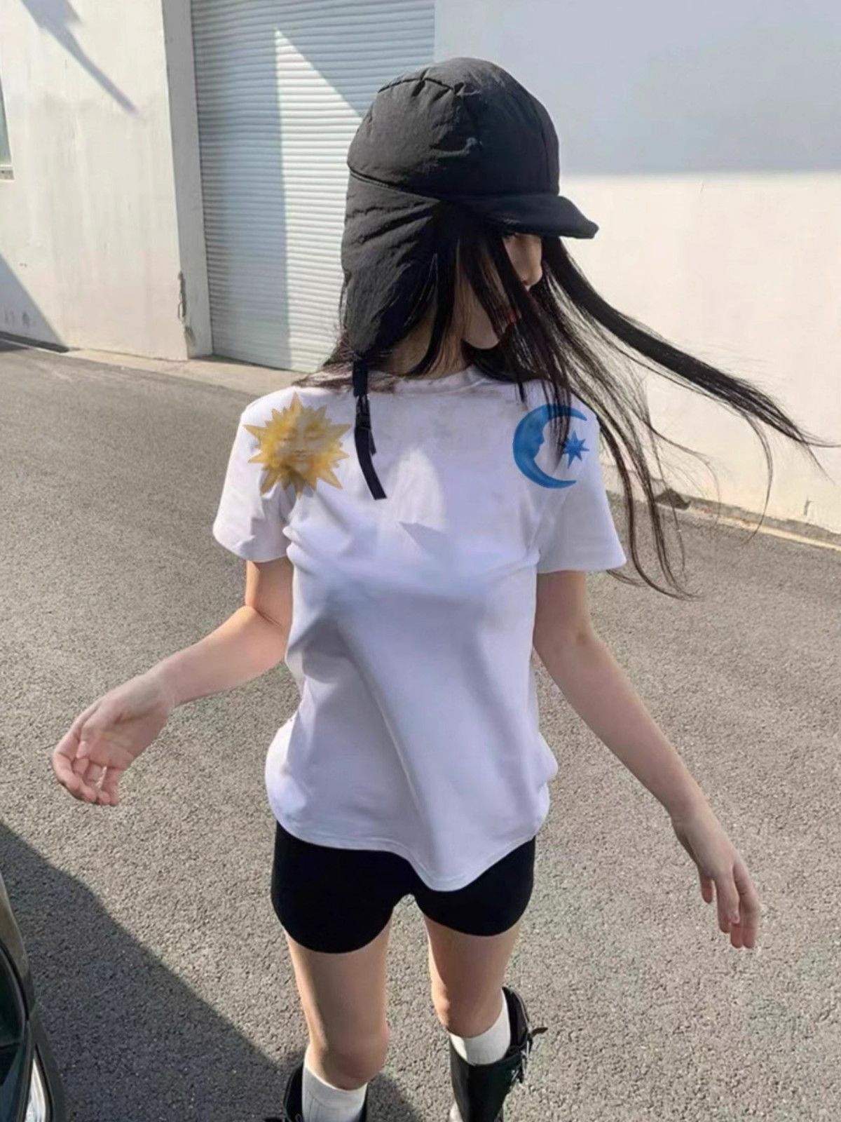 【1*1纯棉 常规款】印花正肩常规短袖 高弹力新款夏季修身显