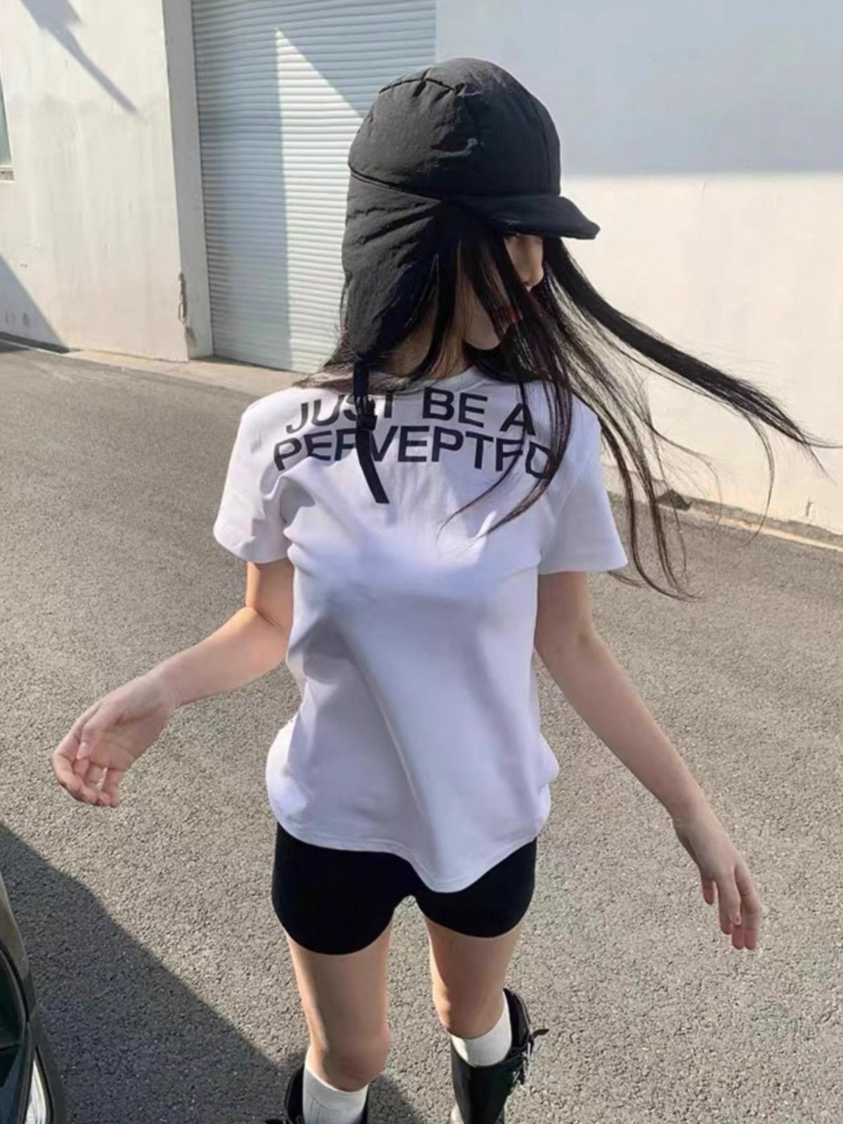 【1*1纯棉 常规款】印花正肩常规短袖 高弹力新款夏季修身显