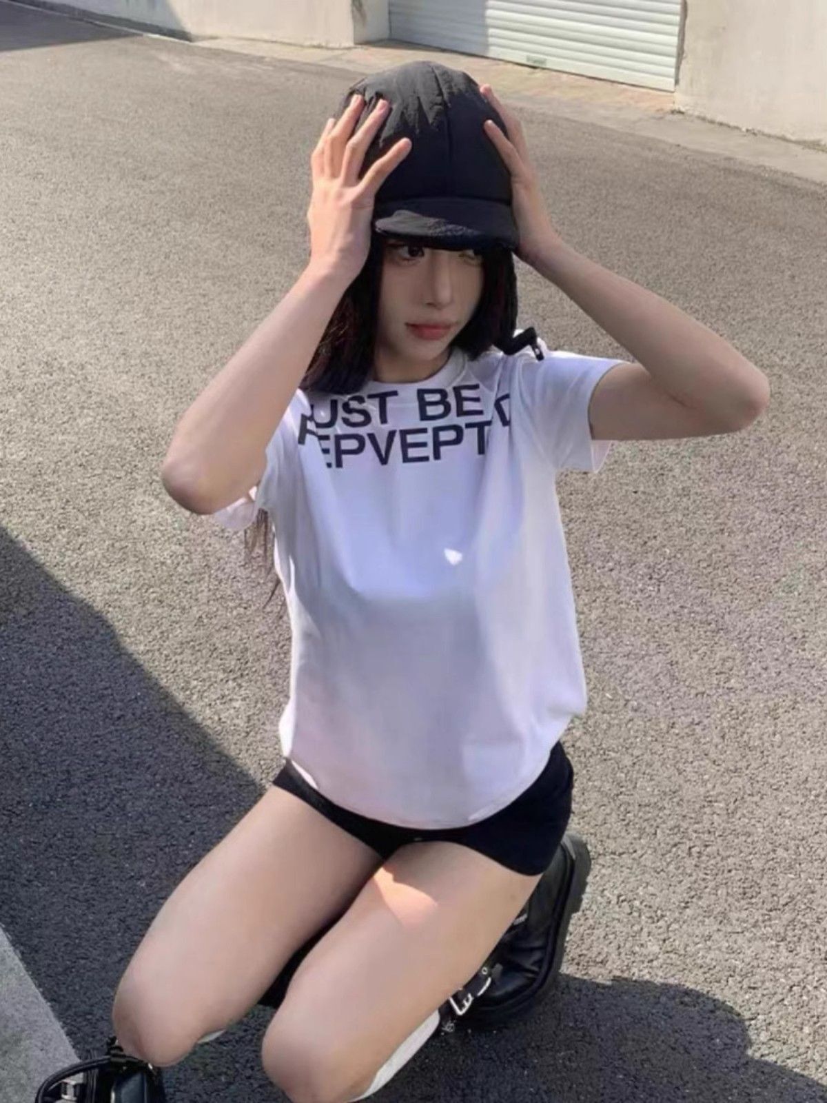 【1*1纯棉 常规款】印花正肩常规短袖 高弹力新款夏季修身显