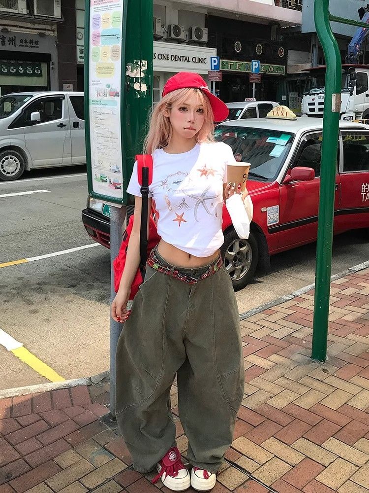 【1*1纯棉 常规款】印花正肩常规短袖 高弹力新款夏季修身显