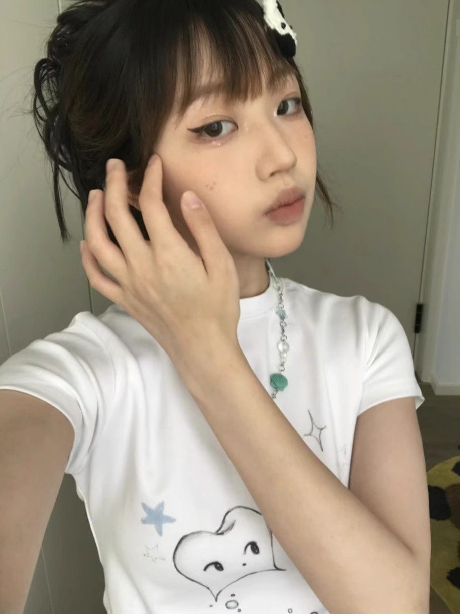 【1*1纯棉 常规款】印花正肩常规短袖 高弹力新款夏季修身显