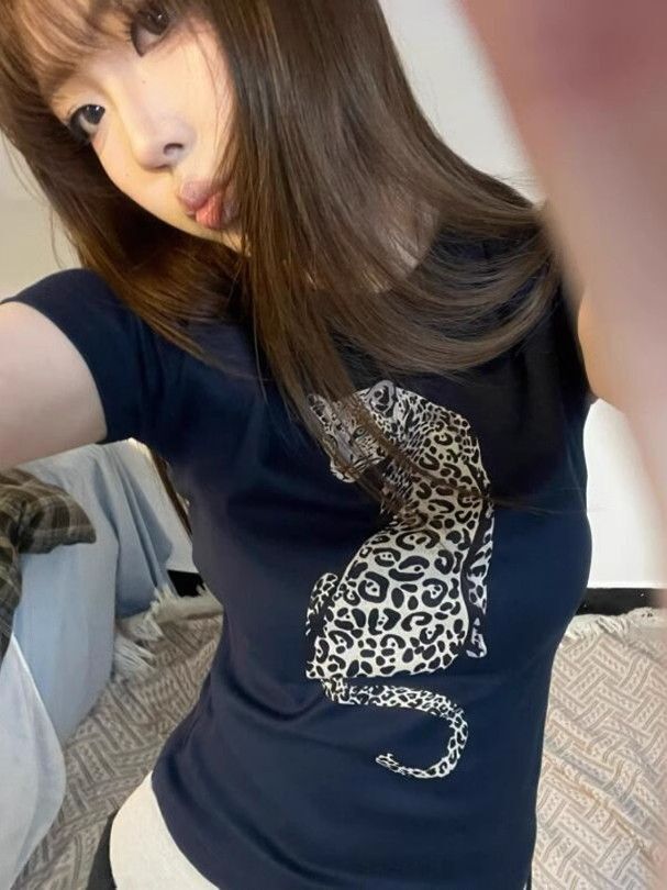 【1*1纯棉 常规款】印花正肩常规短袖 高弹力新款夏季修身显