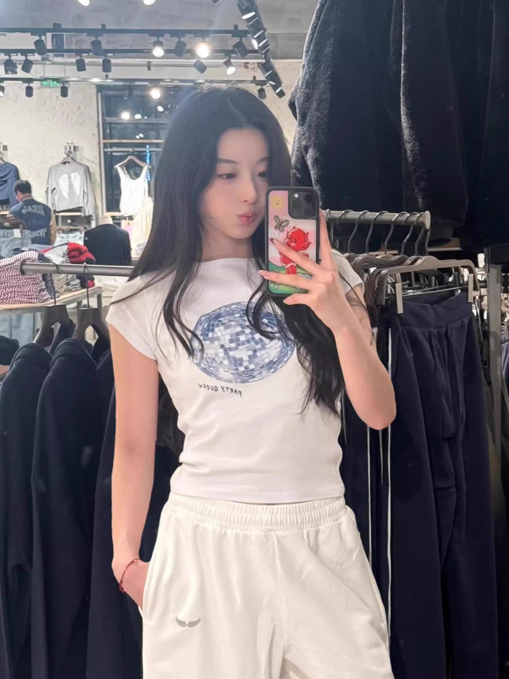 1*1纯棉 高弹力新款夏季短袖短款搭配高腰裤修身显瘦洋气上衣