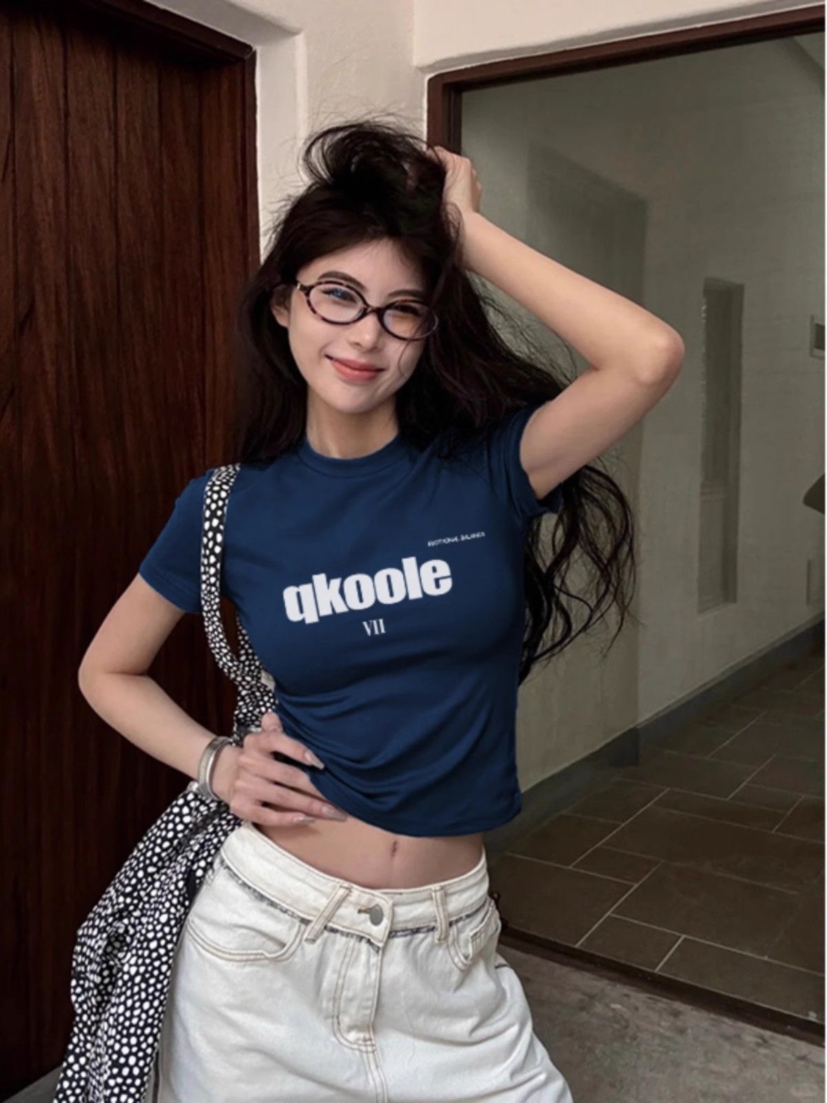 1*1纯棉 高弹力新款夏季短袖短款搭配高腰裤修身显瘦洋气上衣