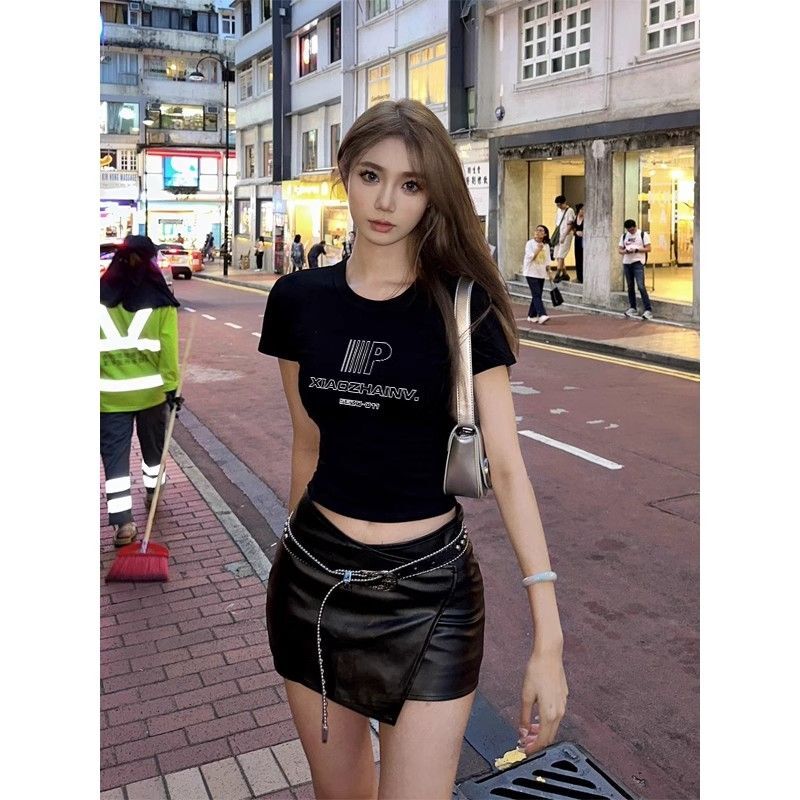 1*1纯棉 高弹力新款夏季短袖短款搭配高腰裤修身显瘦洋气上衣 1*1纯棉 高弹力新款夏季短袖短款搭配高腰裤修身显瘦洋气上衣