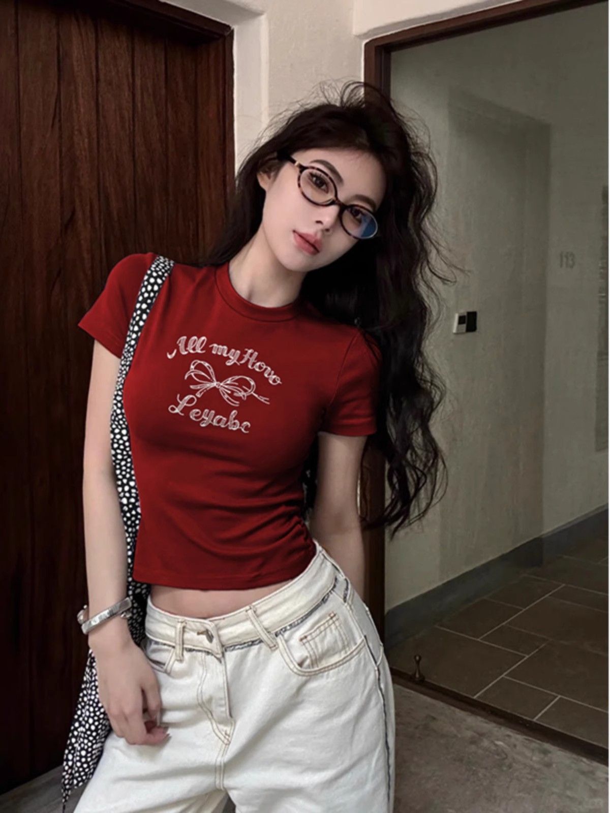 1*1纯棉 高弹力新款夏季短袖短款搭配高腰裤修身显瘦洋气上衣