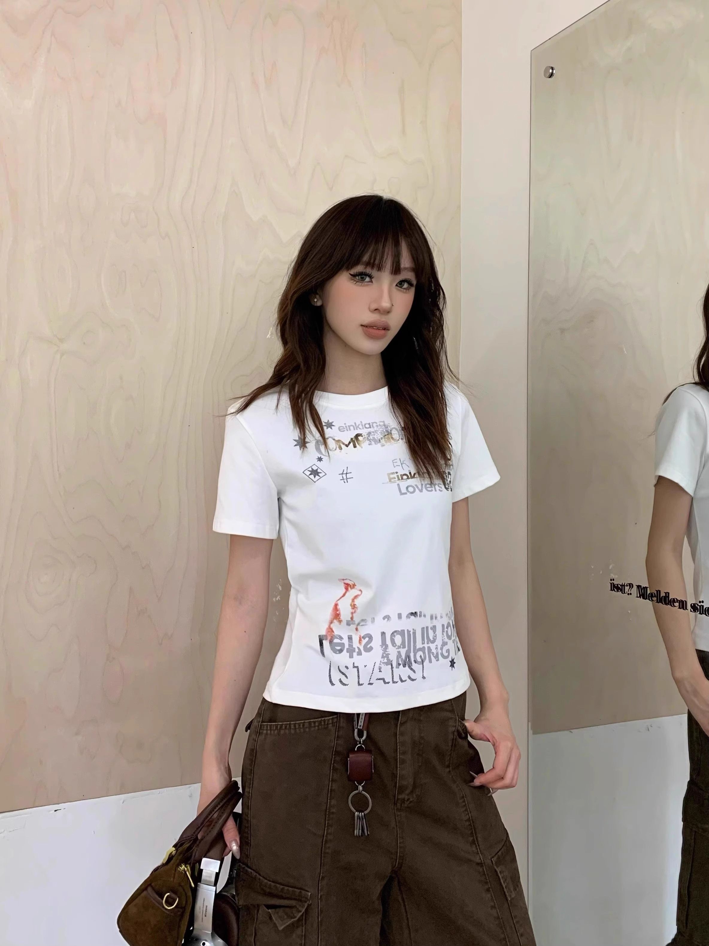 【1*1纯棉 常规款】印花正肩常规短袖 高弹力新款夏季修身显 【1*1纯棉 常规款】印花正肩常规短袖 高弹力新款夏季修身显