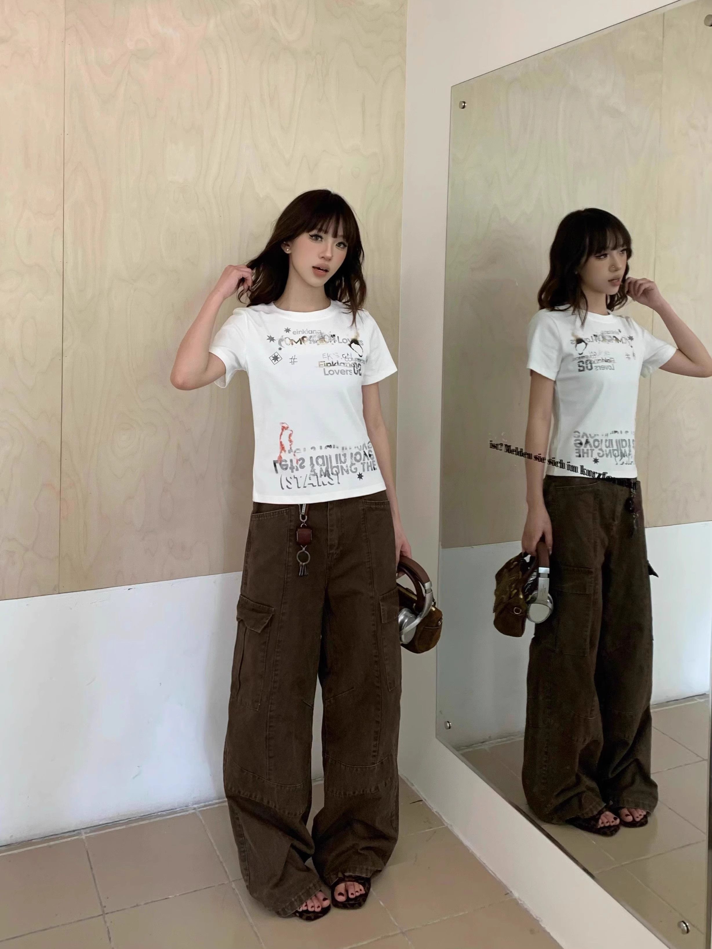 【1*1纯棉 常规款】印花正肩常规短袖 高弹力新款夏季修身显