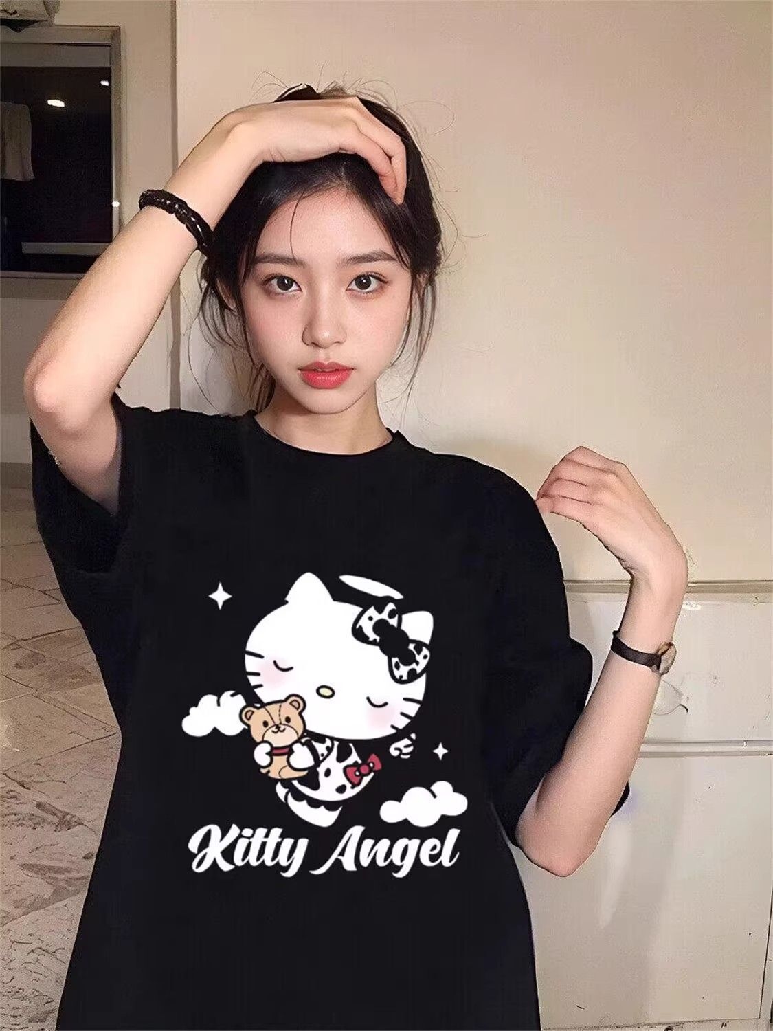 高品质纯棉200克精梳紧密100%棉宽松短袖t恤女 高品质纯棉200克精梳紧密100%棉宽松短袖t恤女