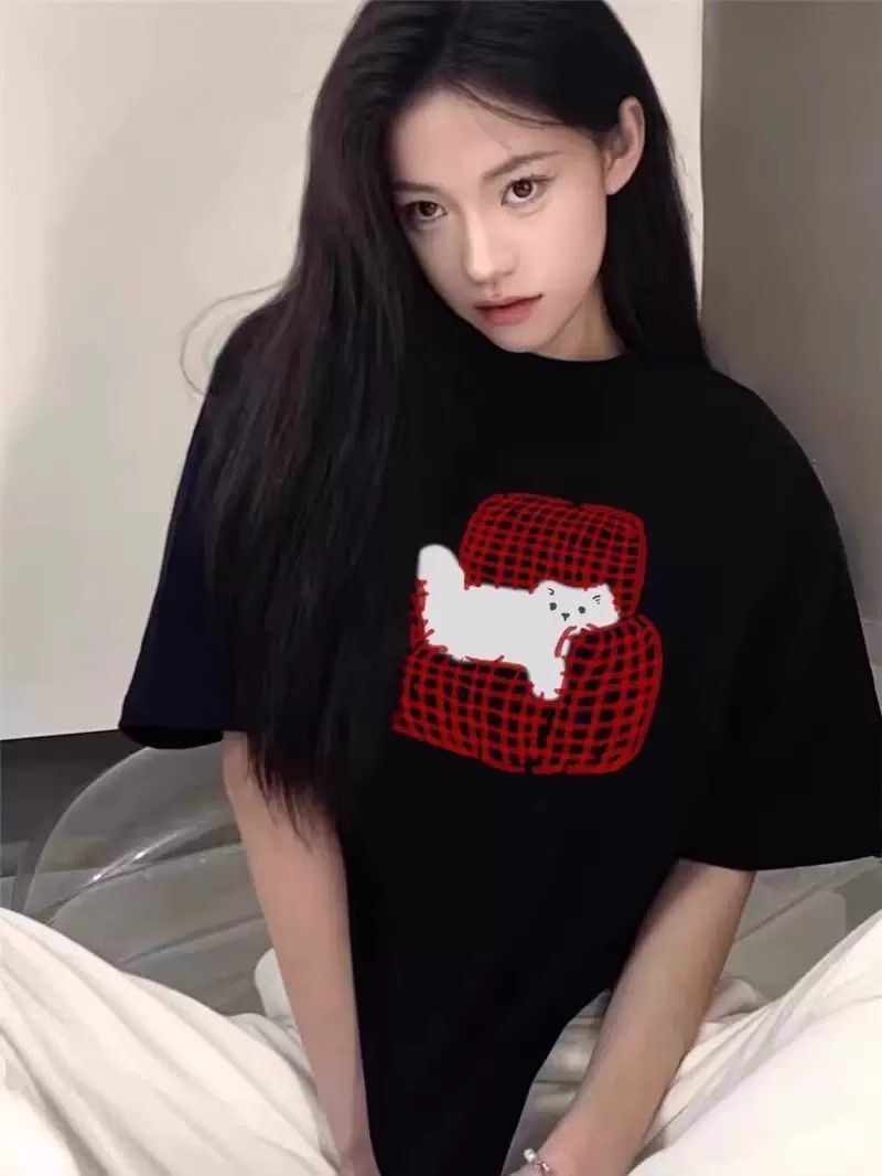 高品质纯棉200克精梳紧密100%棉宽松短袖t恤女