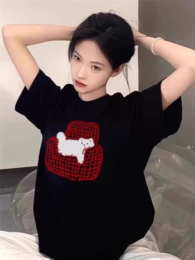 高品质纯棉200克精梳紧密100%棉宽松短袖t恤女