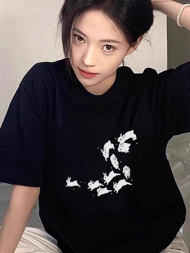 高品质纯棉200克精梳紧密100%棉宽松短袖t恤女