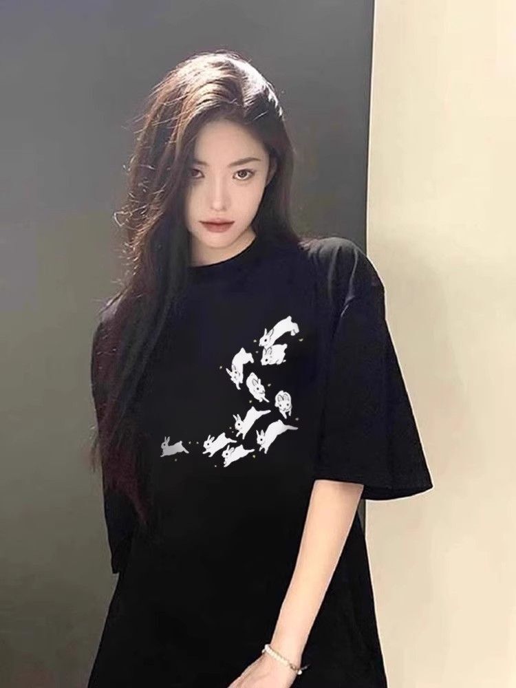 高品质纯棉200克精梳紧密100%棉宽松短袖t恤女