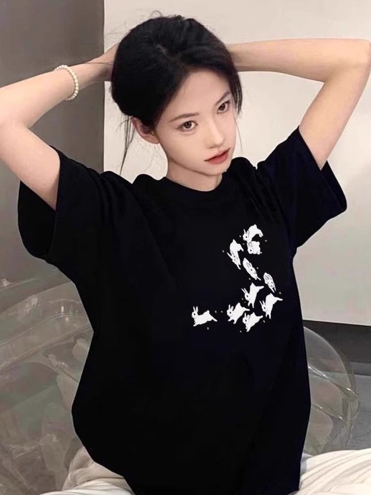 高品质纯棉200克精梳紧密100%棉宽松短袖t恤女