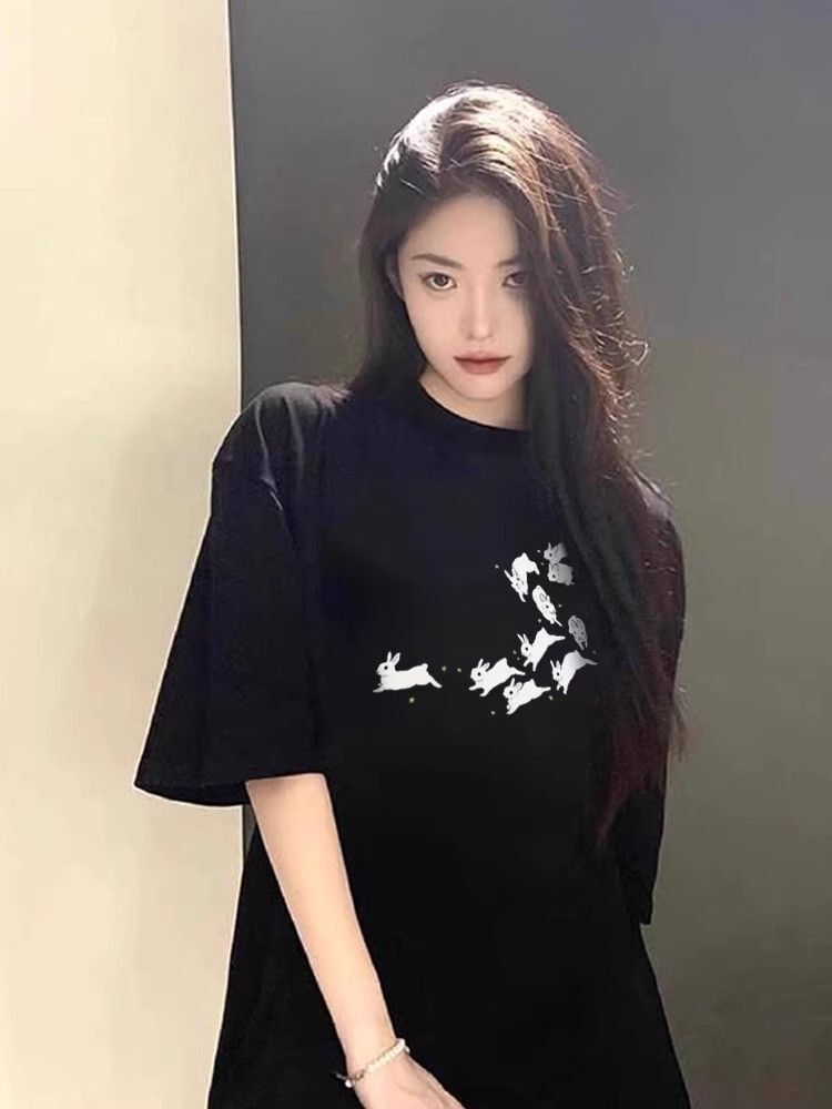 高品质纯棉200克精梳紧密100%棉宽松短袖t恤女