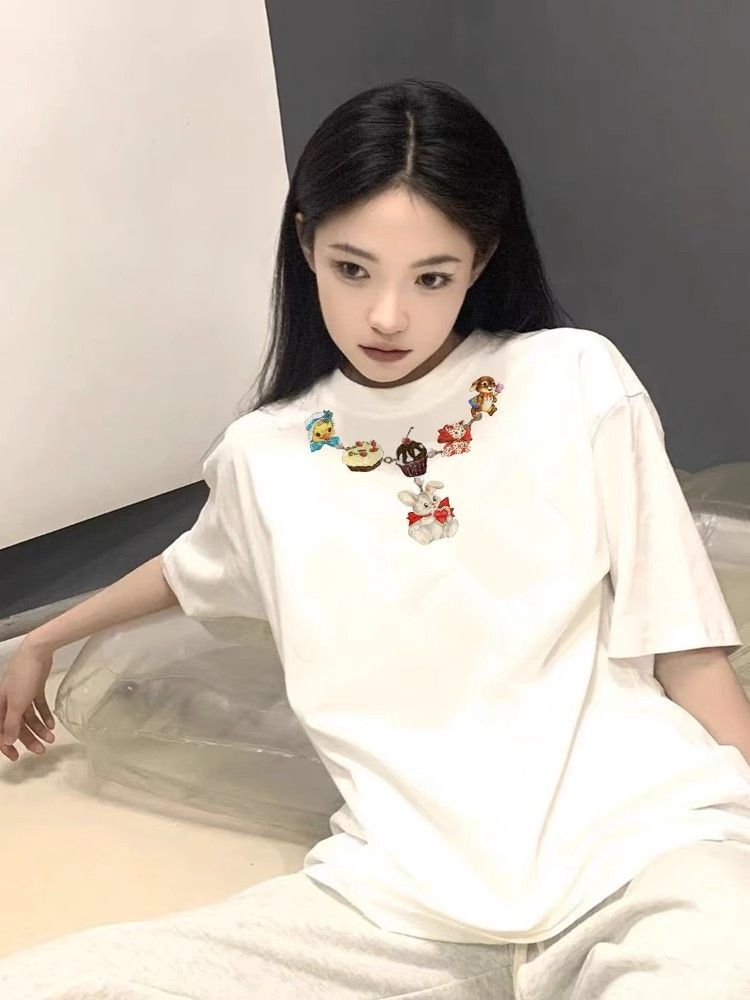 高品质纯棉200克精梳紧密100%棉宽松短袖t恤女