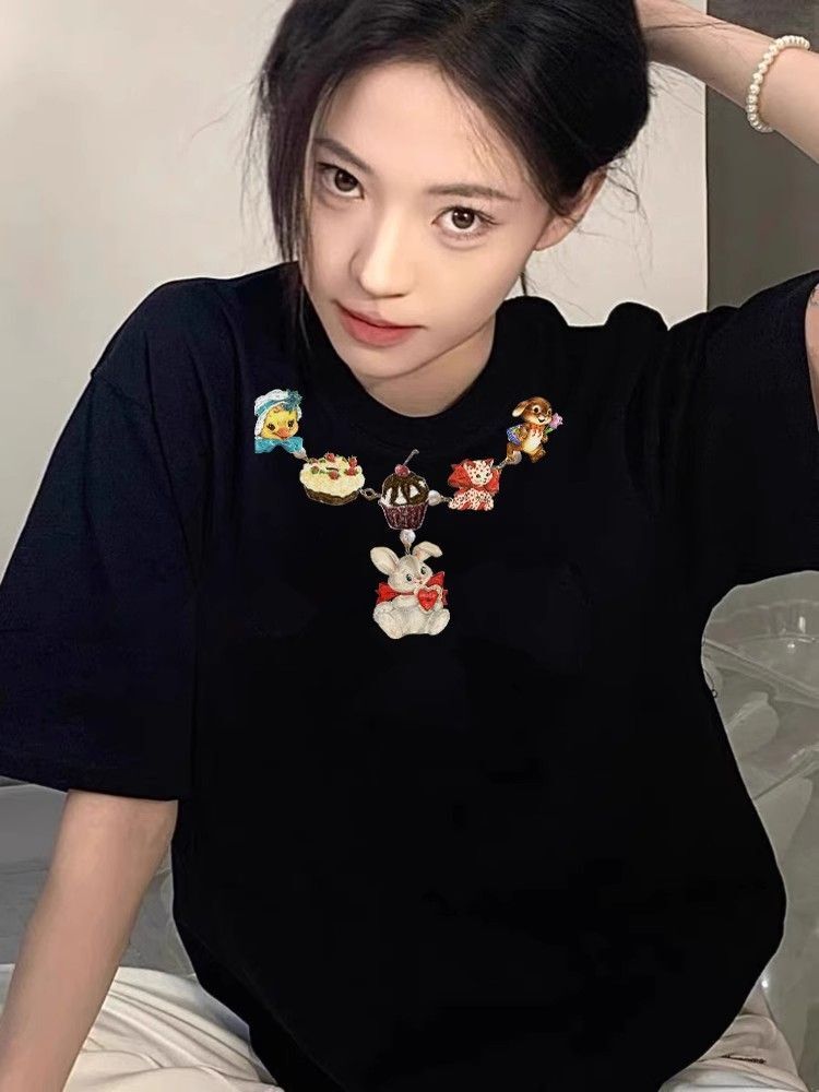 高品质纯棉200克精梳紧密100%棉宽松短袖t恤女