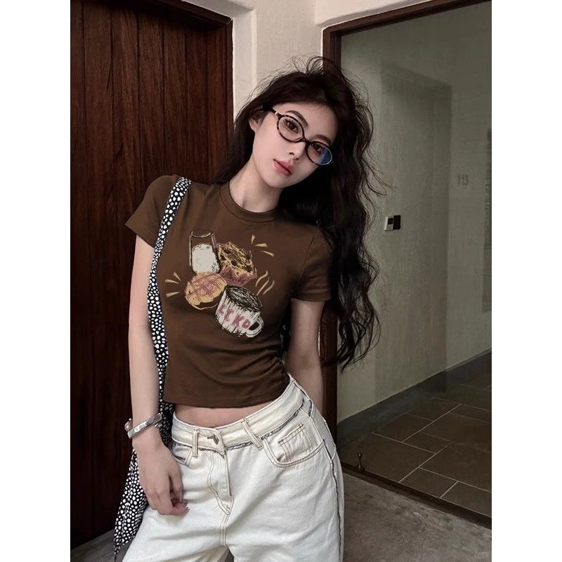 1*1纯棉 高弹力新款夏季短袖短款搭配高腰裤修身显瘦洋气上衣 1*1纯棉 高弹力新款夏季短袖短款搭配高腰裤修身显瘦洋气上衣