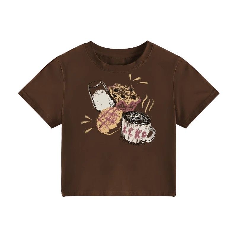 1*1纯棉 高弹力新款夏季短袖短款搭配高腰裤修身显瘦洋气上衣