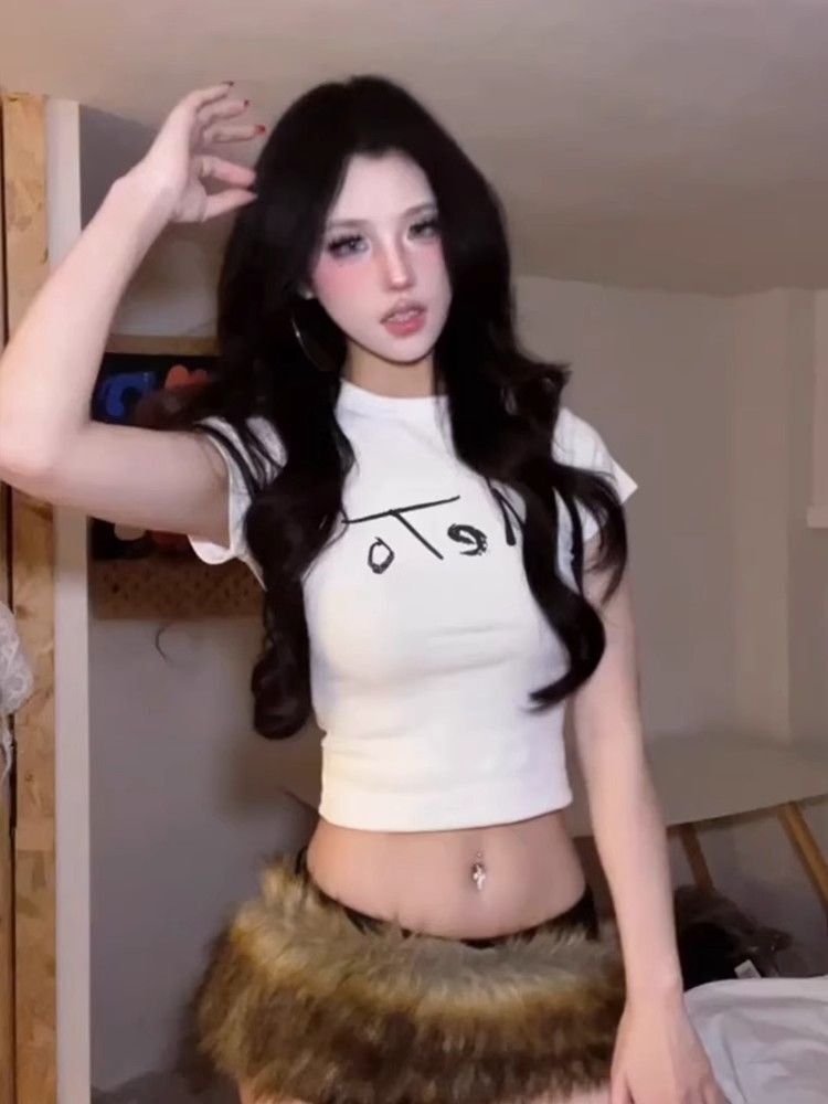 1*1纯棉 高弹力新款夏季短袖短款搭配高腰裤修身显瘦洋气上衣 1*1纯棉 高弹力新款夏季短袖短款搭配高腰裤修身显瘦洋气上衣