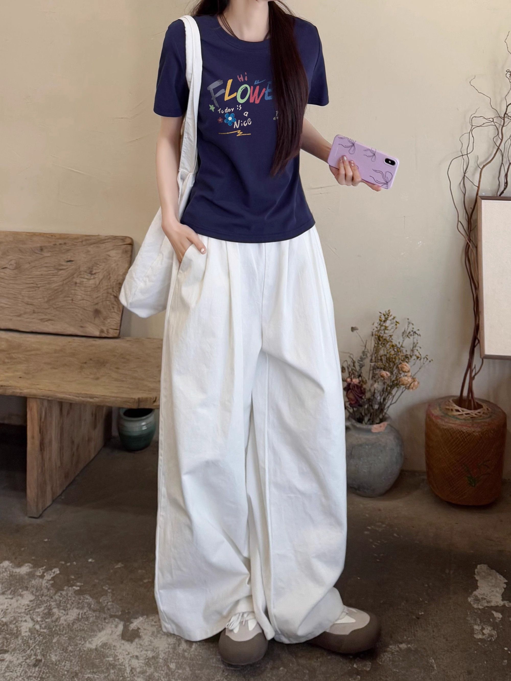 【1*1纯棉 常规款】印花正肩常规短袖 高弹力新款夏季修身显