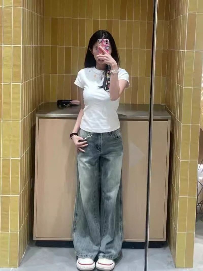 【1*1纯棉 常规款】印花正肩常规短袖 高弹力新款夏季修身显