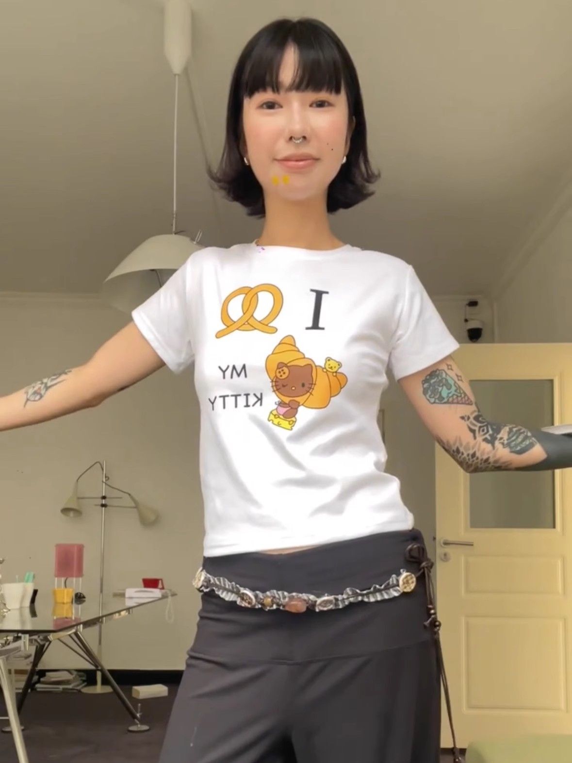 【1*1纯棉 常规款】印花正肩常规短袖 高弹力新款夏季修身显