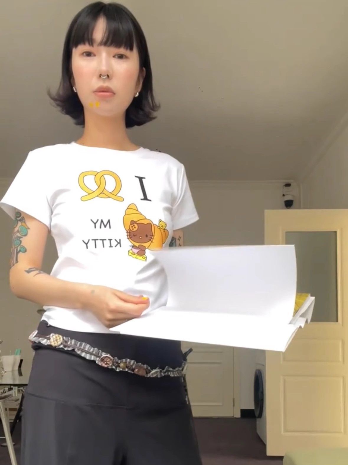 【1*1纯棉 常规款】印花正肩常规短袖 高弹力新款夏季修身显