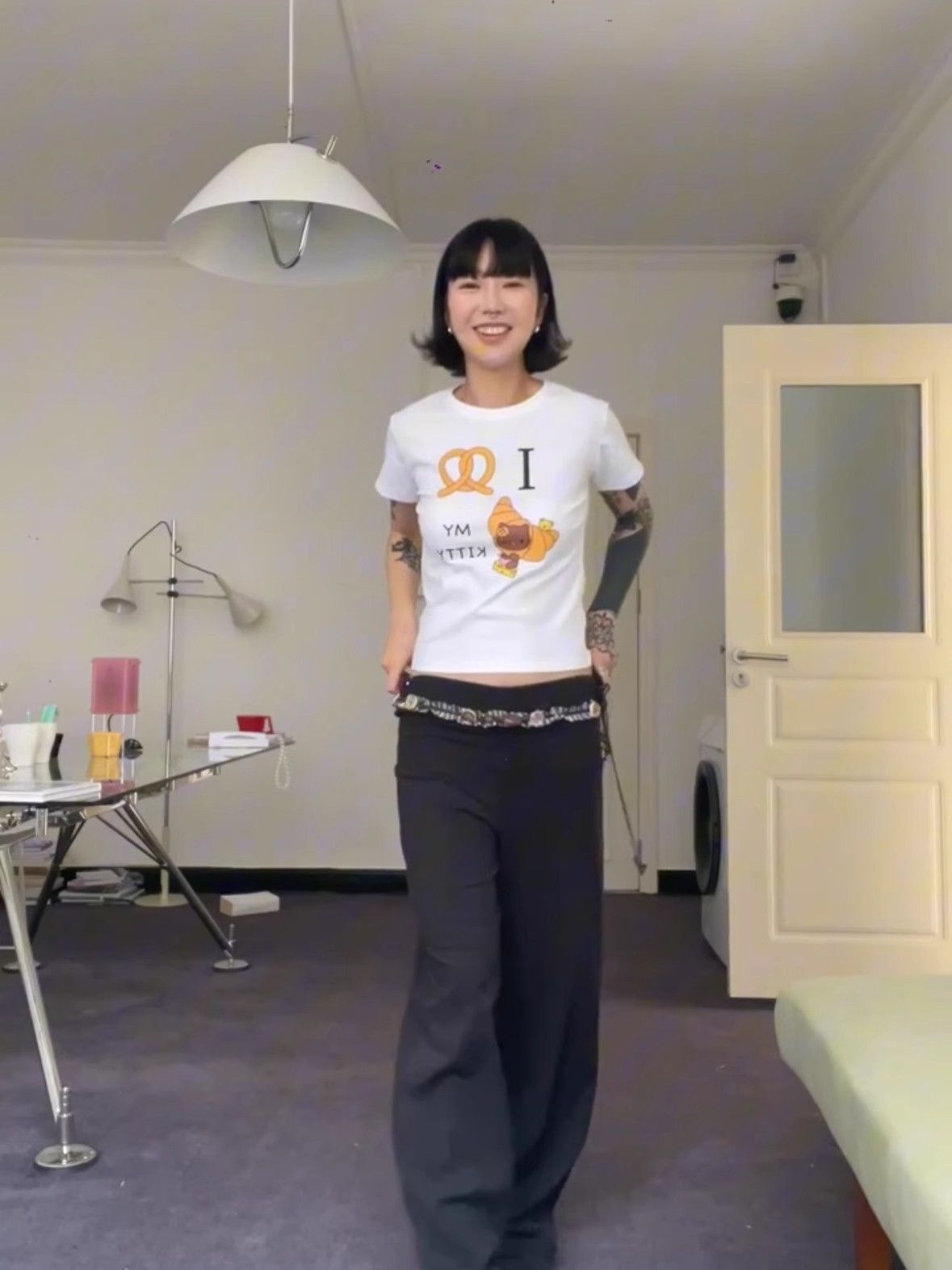 【1*1纯棉 常规款】印花正肩常规短袖 高弹力新款夏季修身显