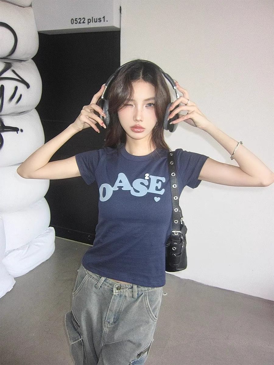 【1*1纯棉 常规款】印花正肩常规短袖 高弹力新款夏季修身显 【1*1纯棉 常规款】印花正肩常规短袖 高弹力新款夏季修身显