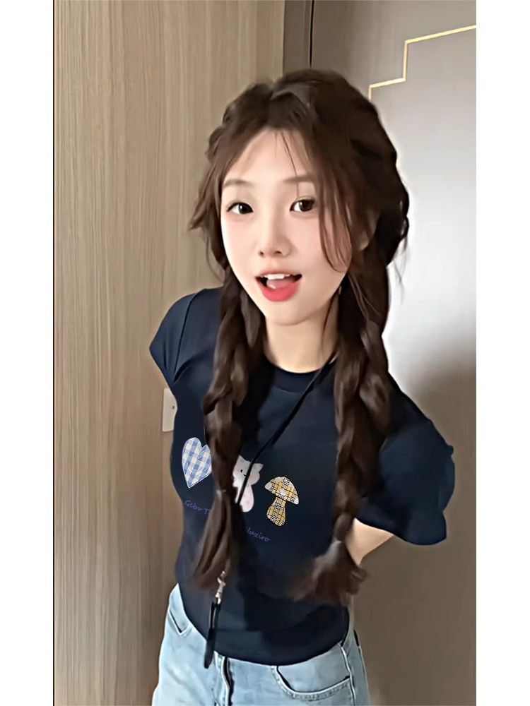 【1*1纯棉 常规款】印花正肩常规短袖 高弹力新款夏季修身显 【1*1纯棉 常规款】印花正肩常规短袖 高弹力新款夏季修身显