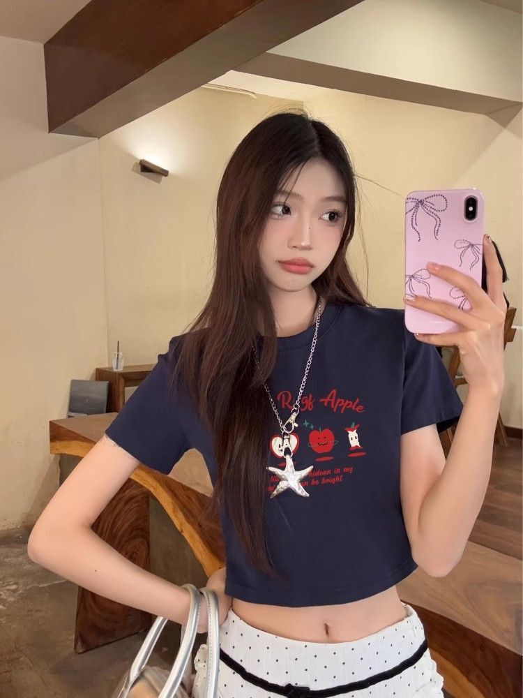 1*1纯棉 高弹力新款夏季短袖短款搭配高腰裤修身显瘦洋气上衣 1*1纯棉 高弹力新款夏季短袖短款搭配高腰裤修身显瘦洋气上衣