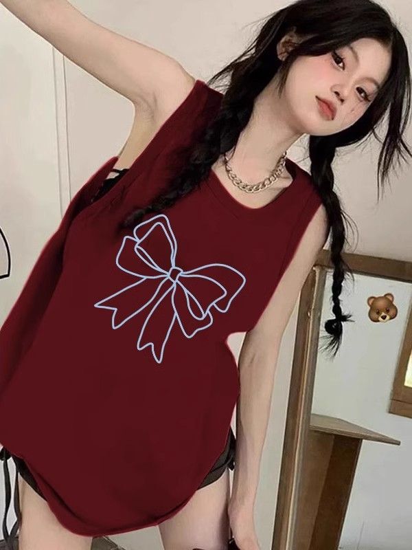 【包肩包领】夏日多巴胺穿搭无袖t恤美式坎肩背心无袖上衣