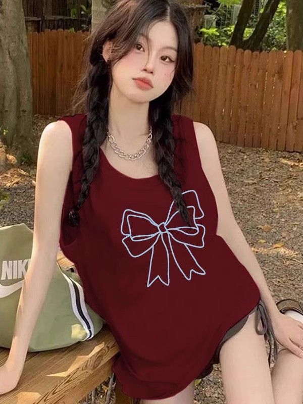 【包肩包领】夏日多巴胺穿搭无袖t恤美式坎肩背心无袖上衣