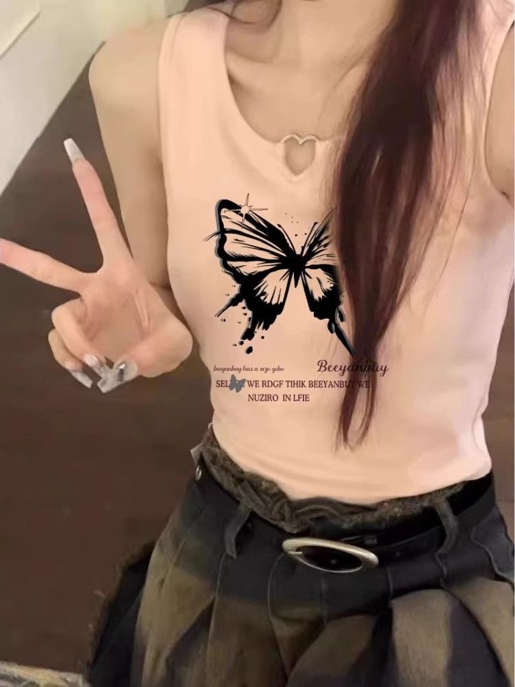 【包肩包领】夏日多巴胺穿搭无袖t恤美式短款辣妹修身显瘦小背心