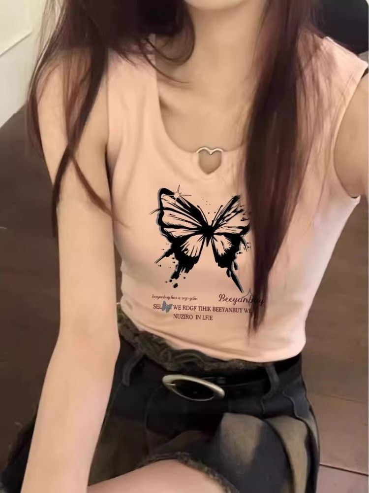 【包肩包领】夏日多巴胺穿搭无袖t恤美式短款辣妹修身显瘦小背心