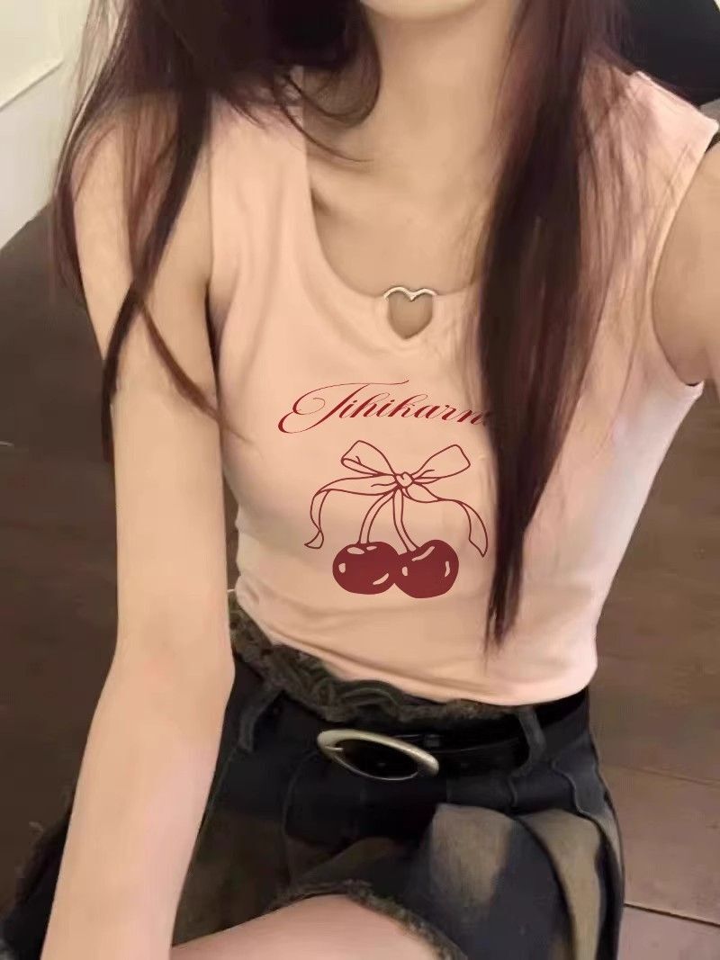 【包肩包领】夏日多巴胺穿搭无袖t恤美式短款辣妹修身显瘦小背心